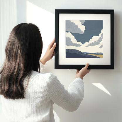 Cloud formations Linoprint-Style Art (2388-1)
