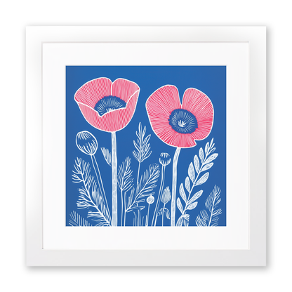 Poppy Linoprint-Style Art (961-1)