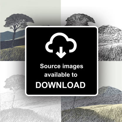 Skiddaw skyline silhouette Linoprint-Style Art (2549-2)