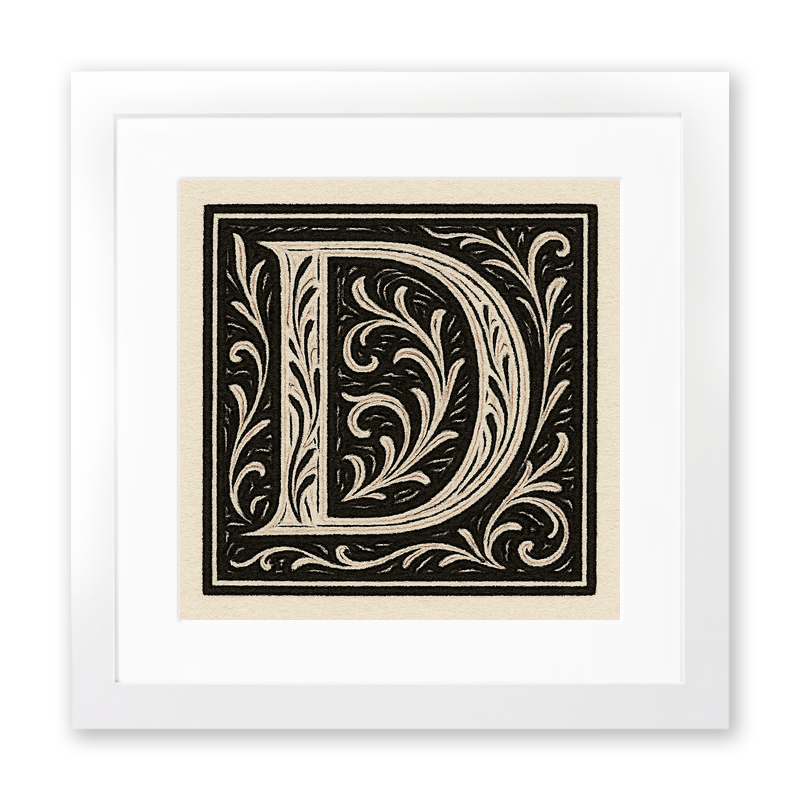 Capital Letters Linoprint-Style Art (c544)