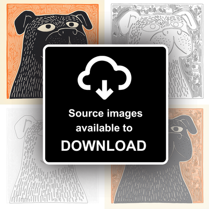 Bulldog Linoprint-Style Art (1454-2)