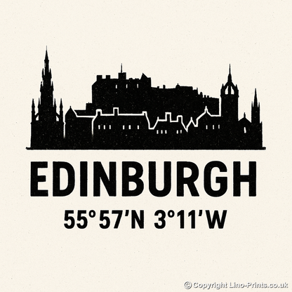 Place Coordinates Linoprint-Style Art (c303)