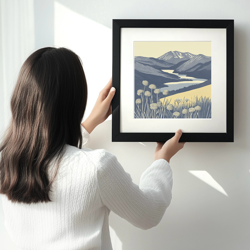 Grisedale Pike in the Lake District Linoprint-Style Art (2439-4)