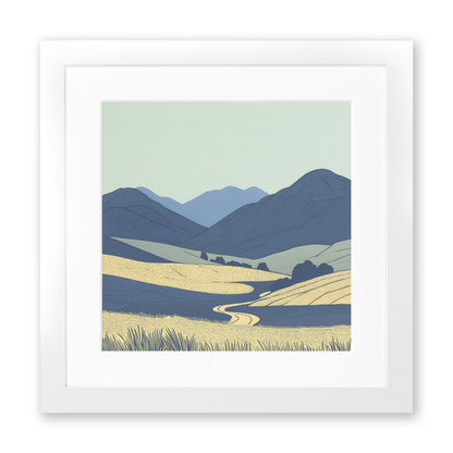Blencathra skyline in the Lake District Linoprint-Style Art (2364-4)
