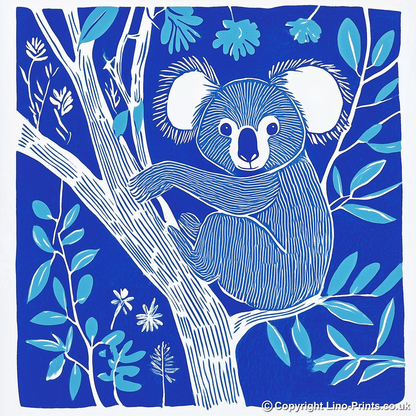 Cute Koala Linoprint-Style Art (919-1)