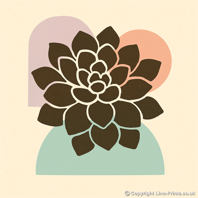 Flowers and Plants Linoprint-Style Art (c509)