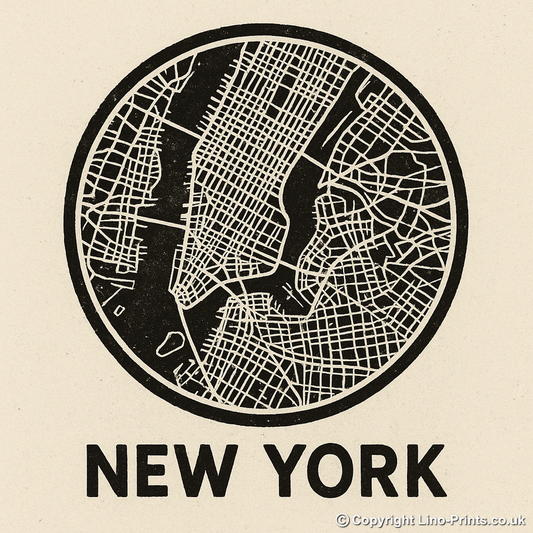 Maps Linoprint-Style Art (c27)