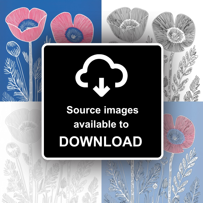 Poppy Linoprint-Style Art (961-1)