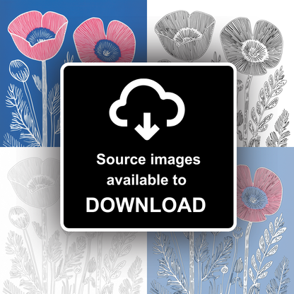 Poppy Linoprint-Style Art (961-1)