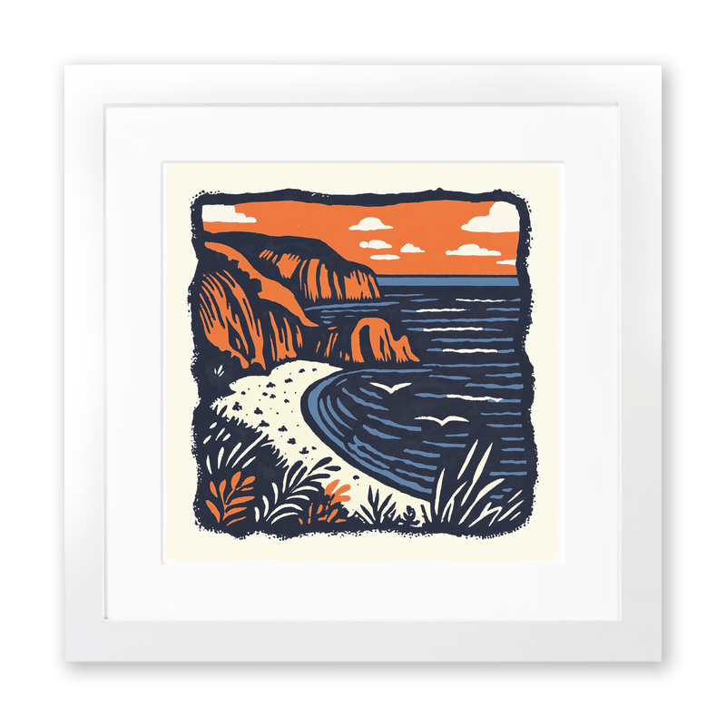 Durdle Door, Dorset Linoprint-Style Art (134-1)