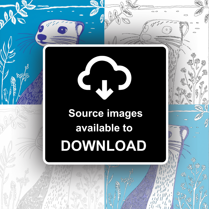 Cute Ferret   Linoprint-Style Art (912-3)