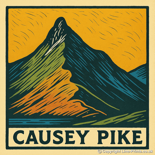 Mountains Linoprint-Style Art (c377)