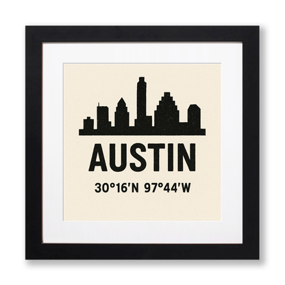 Place Coordinates Linoprint-Style Art (c265)