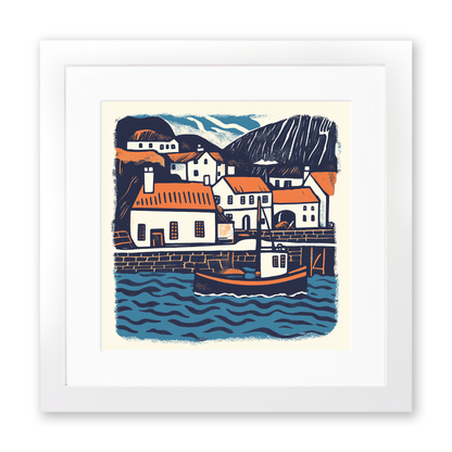 Tobermory, Isle of Mull Linoprint-Style Art (159-1)