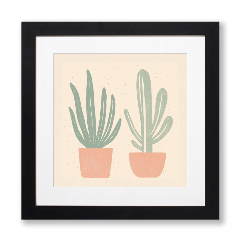 Cactus Linoprint-Style Art (1503-1)