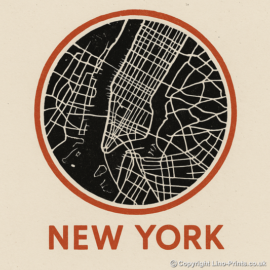 Maps Linoprint-Style Art (c42)