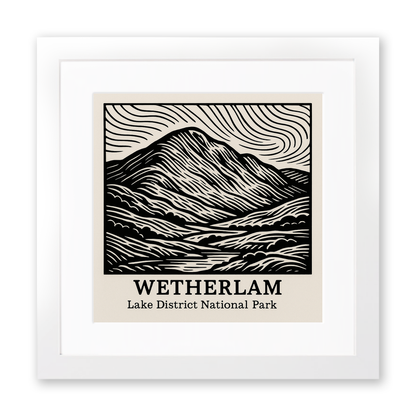 Mountains Linoprint-Style Art (c356)