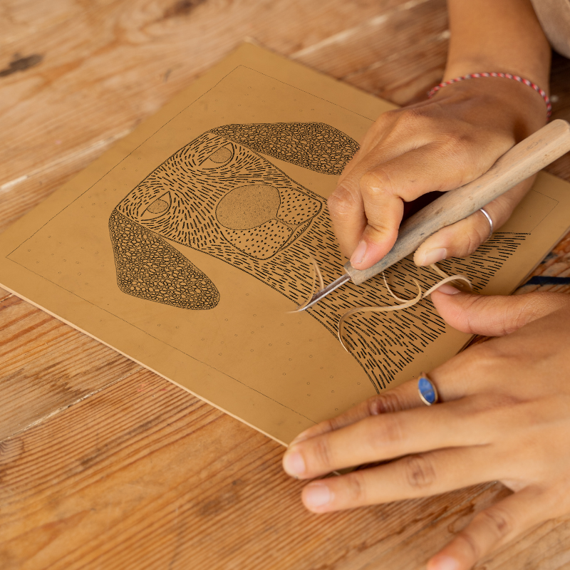 Golden Retriever Linoprint-Style Art (1469-1)