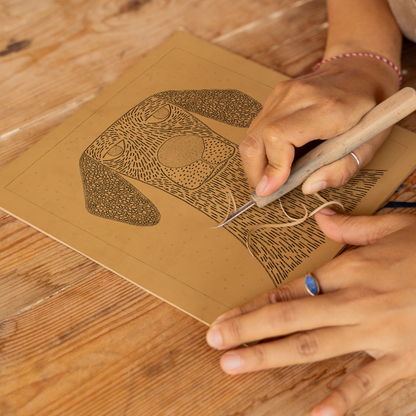 Golden Retriever Linoprint-Style Art (1469-1)