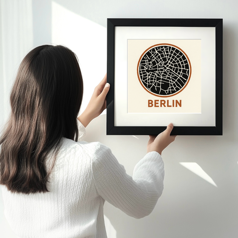 Maps Linoprint-Style Art (c34)