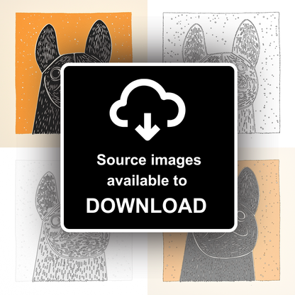 French Bulldog Linoprint-Style Art (1467-1)