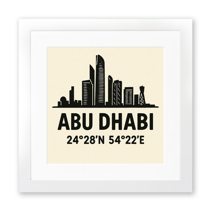 Place Coordinates Linoprint-Style Art (c287)