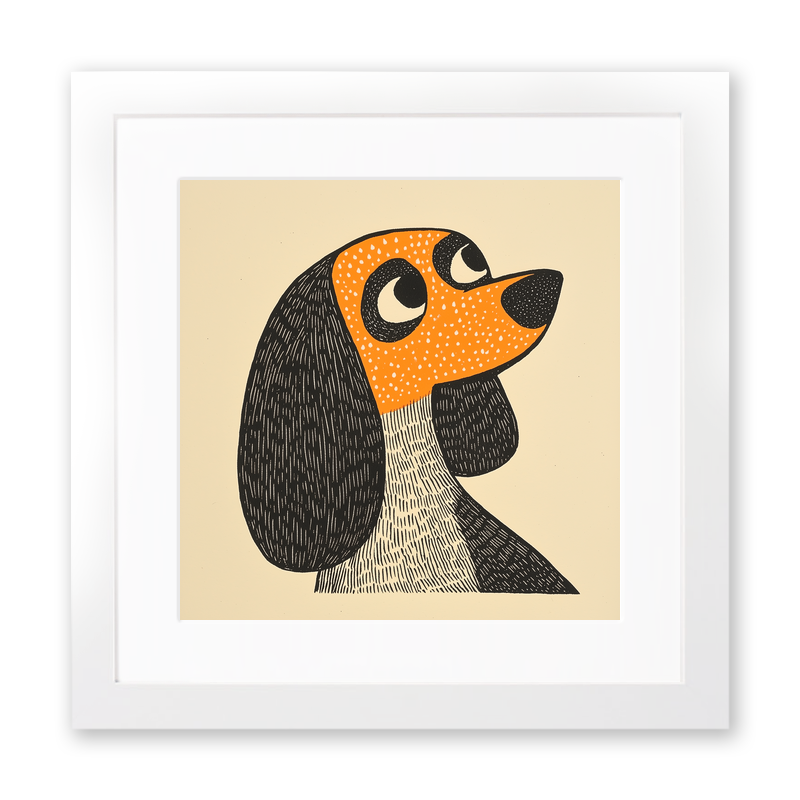 Cavalier King Charles Spaniel Linoprint-Style Art (1457-1)