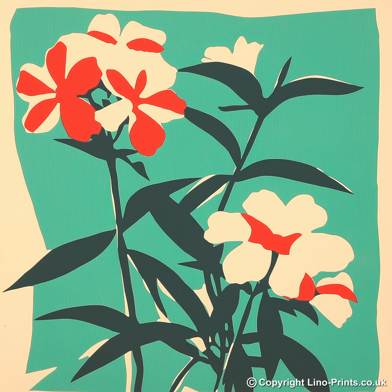 Phlox Linoprint-Style Art (1670-1)