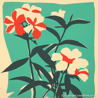 Phlox Linoprint-Style Art (1670-1)