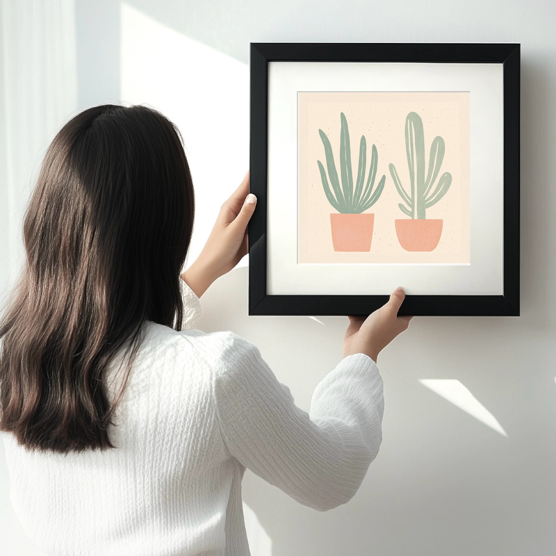 Cactus Linoprint-Style Art (1503-1)