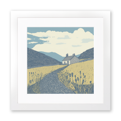 Kirkstone Pass Inn exterior Linoprint-Style Art (2471-1)
