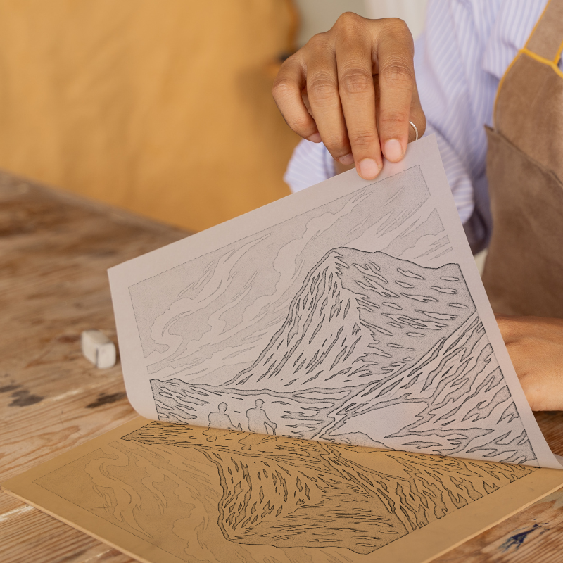 Mountains Linoprint-Style Art (c371)