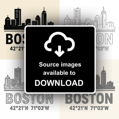 Place Coordinates Linoprint-Style Art (c319)