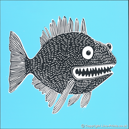 Anglerfish Linoprint-Style Art (742-1)