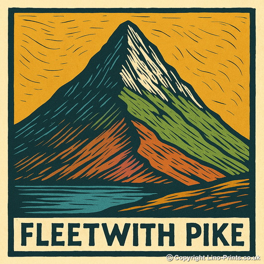 Mountains Linoprint-Style Art (c380)