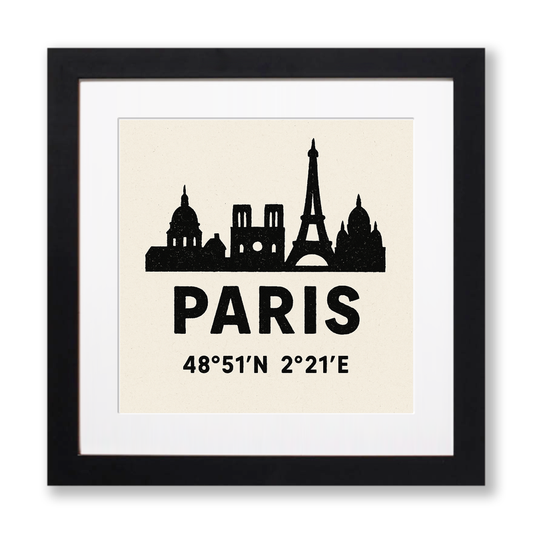 Place Coordinates Linoprint-Style Art (c347)
