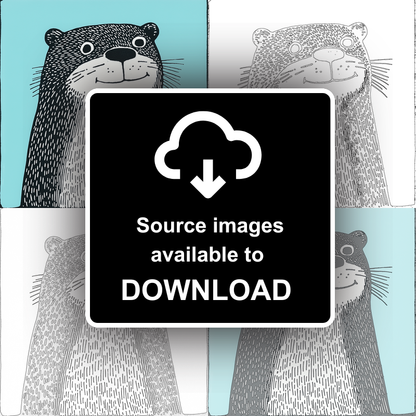 Cute Otter Linoprint-Style Art (633-1)