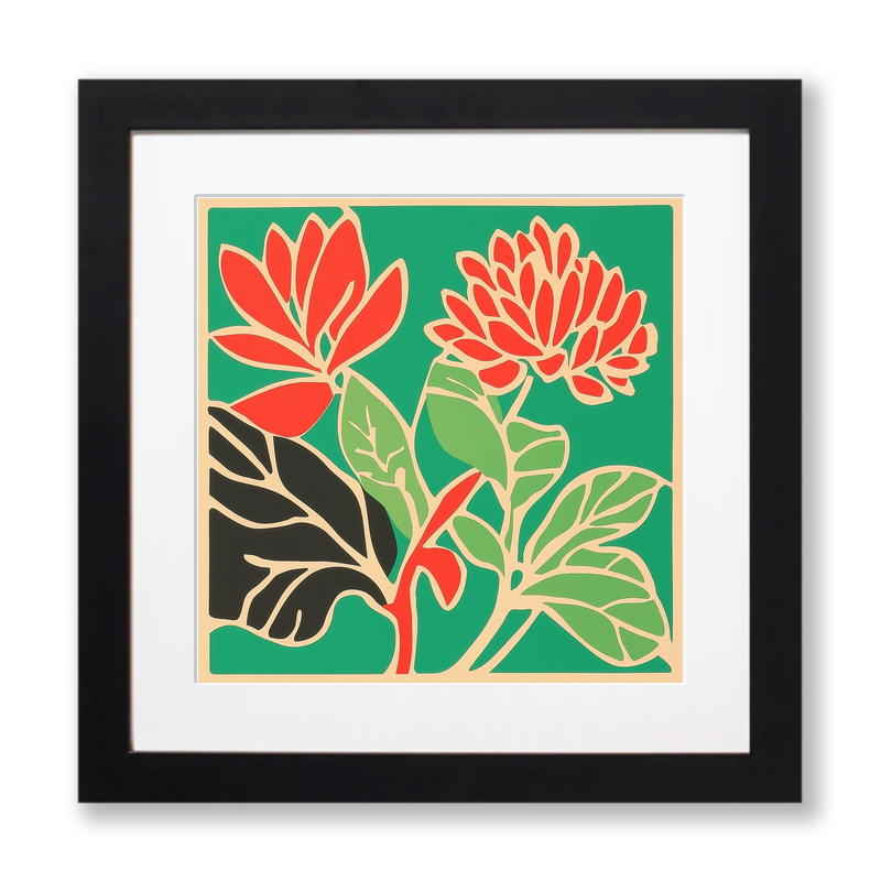 Abstract botanical textures Linoprint-Style Art (523-1)