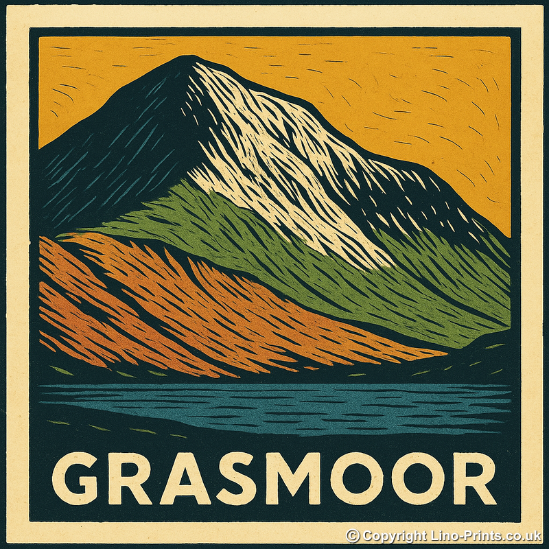 Mountains Linoprint-Style Art (c385)