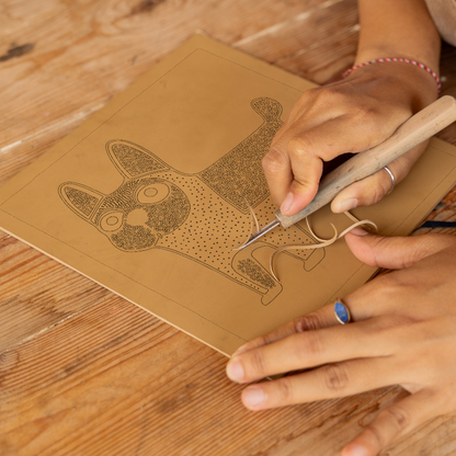French Bulldog Linoprint-Style Art (1467-2)