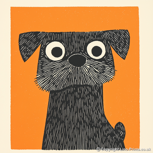Border Terrier Linoprint-Style Art (1451-1)