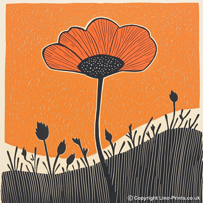 Poppy Linoprint-Style Art (1606-1)