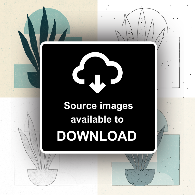 Flowers and Plants Linoprint-Style Art (c523)