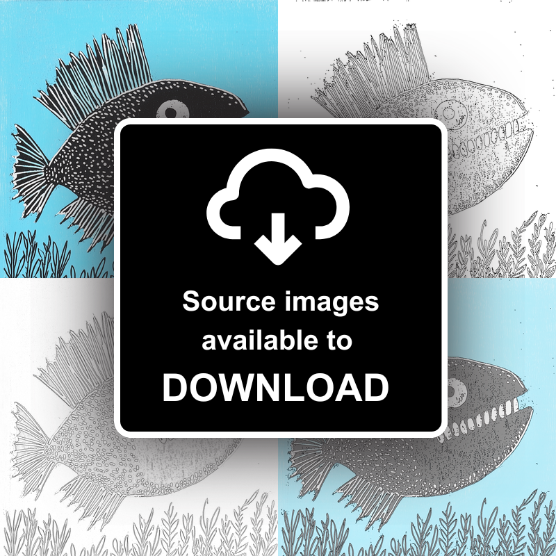 Anglerfish Linoprint-Style Art (742-2)