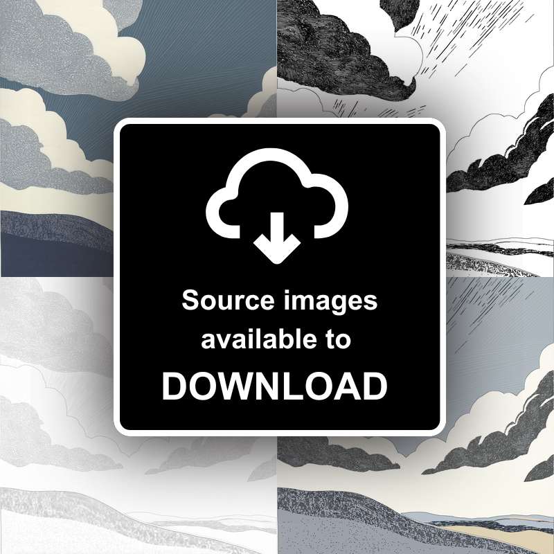 Cloud formations Linoprint-Style Art (2388-1)