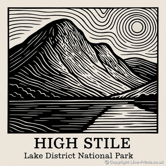Mountains Linoprint-Style Art (c357)