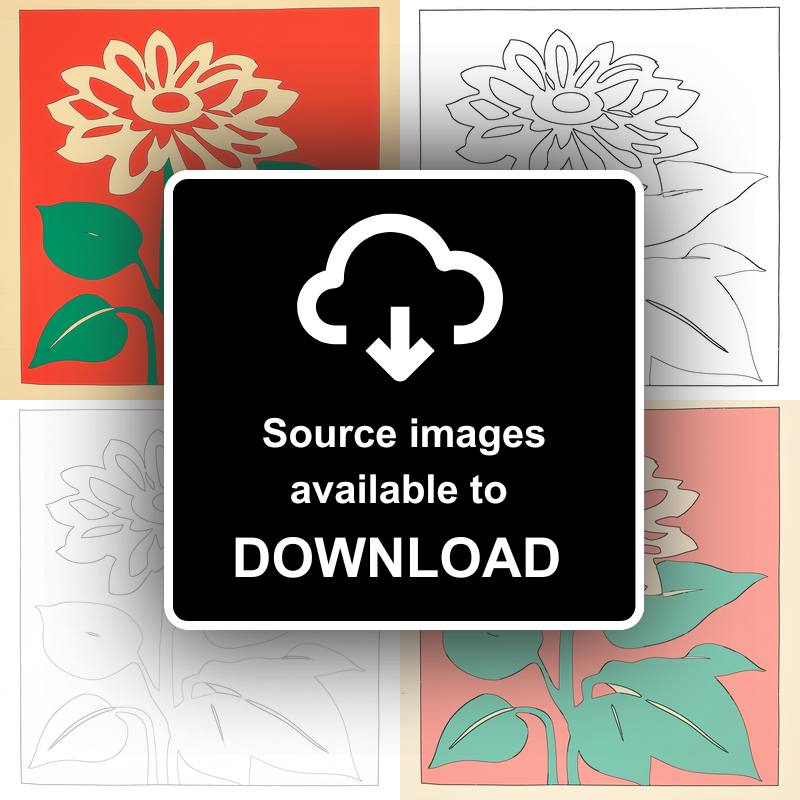 Tithonia (Mexican Sunflower) Linoprint-Style Art (1683-1)