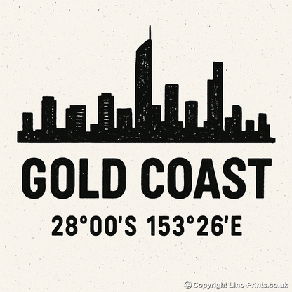 Place Coordinates Linoprint-Style Art (c251)