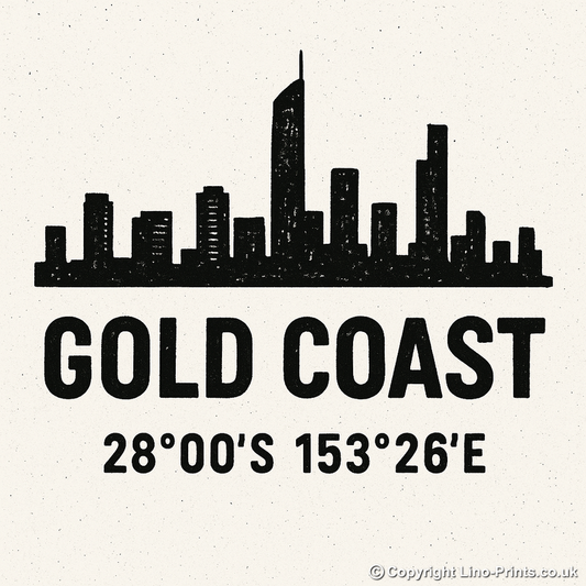 Place Coordinates Linoprint-Style Art (c251)