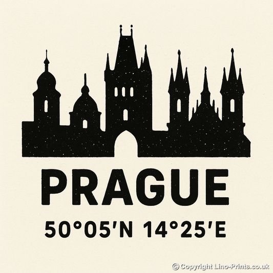 Place Coordinates Linoprint-Style Art (c308)